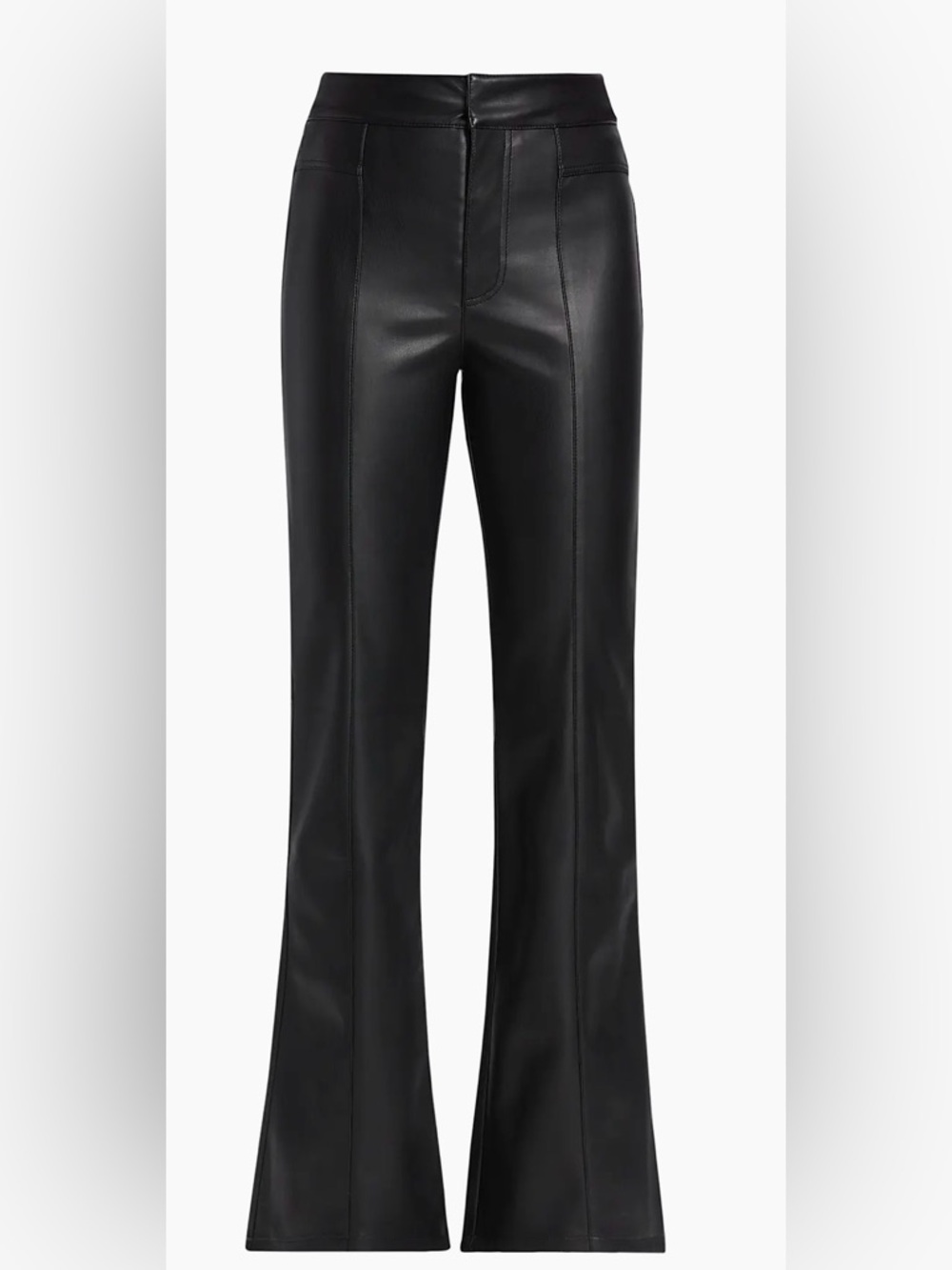 Free People We The Free Black Uptown Vegan Leather Flare Leg Pants,Size-6
